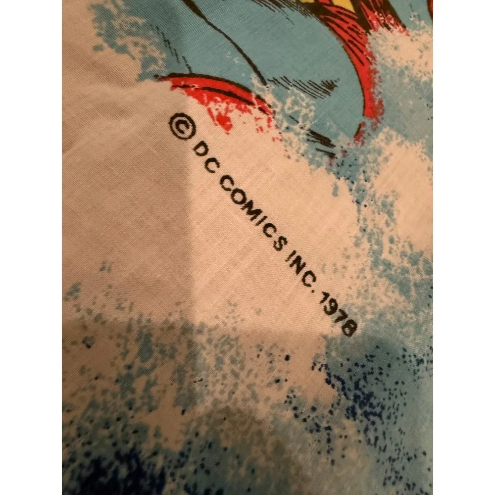 Vintage 1976 Superman Twin Fitted Sheet DC Comics USA Super Hero Bedding Rare